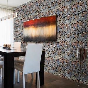3D realistic irregular stone pattern self-adhesive wallpaper for modern dining room decor