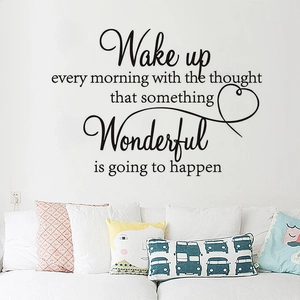 Adesivo Murale con Citazione Ispiratrice Wake Up Design Moderno Minimalista con Cuore Decalcomania in PVC per Camera da Letto