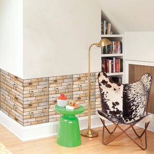 Self-adhesive 3D wood grain wall stickers for living room and bedroom decor