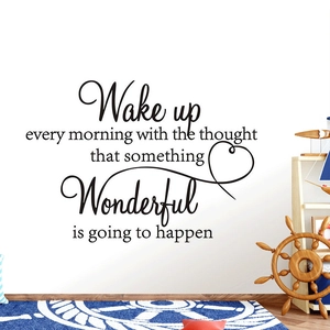 Adesivo murale Wake up every morning con design a cuore per decoro casa
