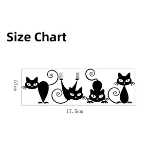 Tabella taglie per adesivi gatti neri con dimensioni 57 cm di altezza e 17,5 cm di larghezza