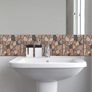 Self-adhesive PVC pebble wall stickers with natural stone texture for bathroom backsplash