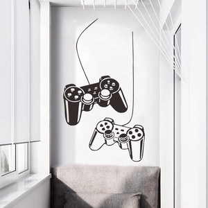 Creative game controller wall stickers in black PVC for modern living room decor