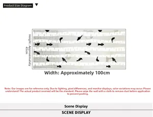 Frosted glass film with bird and branch patterns, measuring 100cm wide by 45cm high