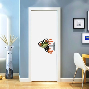 Funny 3D cartoon frog sticker wearing glasses and suit for door or wall decoration
