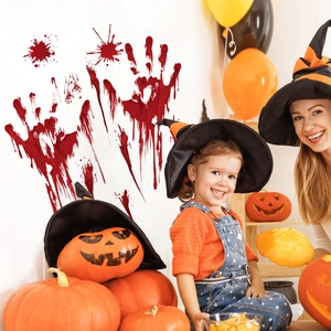 Halloween bloody handprint wall stickers for spooky home party window decorations