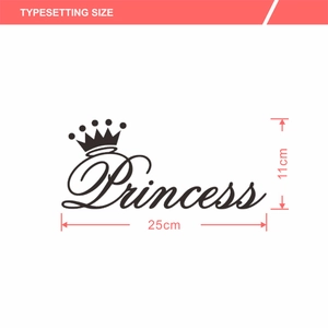 Detail view of Princess crown wall sticker measuring 25cm by 11cm in black finish