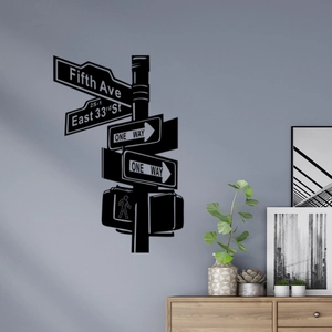 Modern New York street sign wall decal with Fifth Ave and One Way vinyl stickers