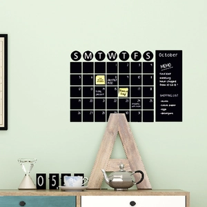 Schwarze Tafel Wandtattoo Monatskalender mit Notizen und Einkaufsliste fürs Büro