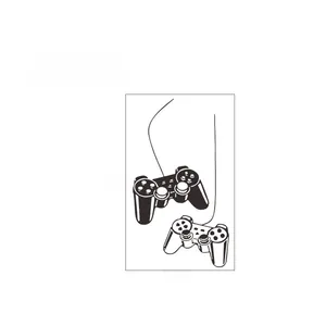 Detail showing game controller wall sticker dimensions measuring 100cm by 57cm in black and white