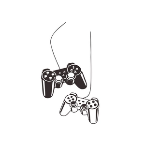 Detail of creative game controller wall stickers in black and white minimalist style