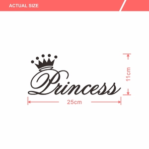 Princess crown wall sticker dimensions showing 25cm width and 11cm height measurement