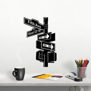 New York street sign wall decal featuring Fifth Ave and East 33rd St in industrial style