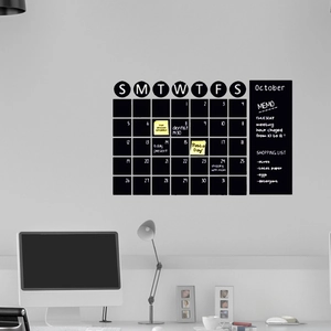 Abnehmbarer Wandaufkleber für Monatskalender mit Notizen und Einkaufsliste im Tafel-Stil