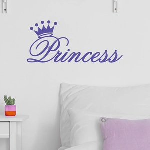 Purple Princess crown wall sticker set for modern bedroom headboard decoration