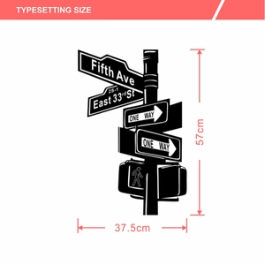 Detail showing vintage New York street sign vinyl wall sticker dimensions 57x37.5cm