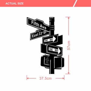 Actual size detail of Fifth Ave and East 33rd St vinyl wall sticker 37.5cm by 57cm