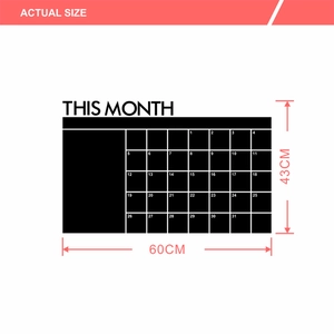 Blackboard monthly planner wall sticker measuring 60cm x 43cm with 31-day date grid