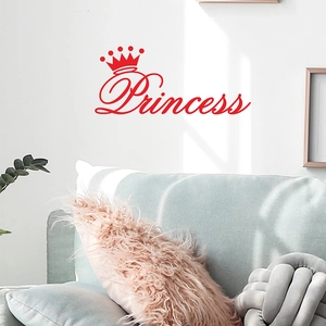 Creative red Princess wall decal with crown icon for modern bedroom wall decoration