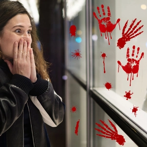 Halloween bloody handprint and skull window stickers made of PVC for party decoration