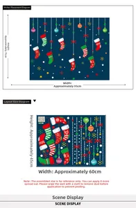 Stickers Noël montrant la planche de 45x60cm et la taille finie de 75x95cm