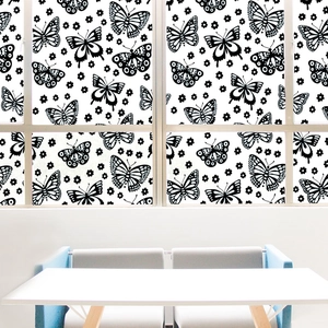 Frosted Butterfly Floral Window Privacy Film Self Adhesive Translucent PVC Glass Decorative Sticker Opaque Home Office Window Film