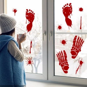 Halloween bloody handprint and footprint window decals for creepy home wall decor