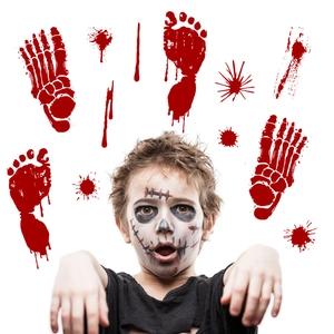 Halloween bloody footprints and blood splatter PVC wall stickers set for scary home decor