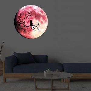Sticker Mural Lumineux Lune Chat Silhouette Brille Dans Le Noir Autocollant En PVC Pour Halloween Chambre Salon Décoration