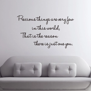 Sticker mural Precious Things en vinyle noir avec citation inspirante pour la maison