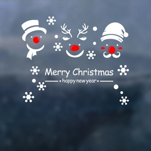 Stickers de fenêtre de Noël avec Père Noël blanc, bonhomme de neige et rennes