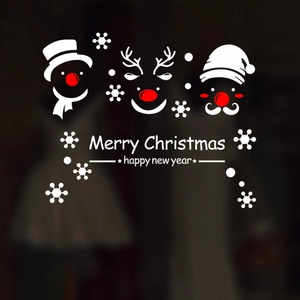 Stickers muraux de Noël avec Père Noël renne bonhomme de neige et texte Joyeux Noël