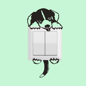 Creative black dog light switch wall decal with self-adhesive vinyl for home decor
