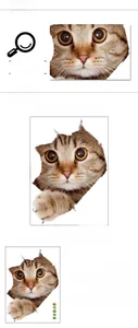 Detailed size specifications for 3D cute cat wall sticker with waterproof PVC texture