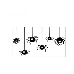 Detailed size chart for black Halloween spider wall stickers measuring 85cm by 54cm