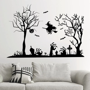 Halloween spooky tree and ghost hand wall stickers for festive window and home decoration