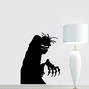 Creepy monster silhouette wall sticker for Halloween decor, black vinyl ghost decal on wall