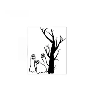 Ghost and dead tree wall sticker for Halloween decoration, size 45cm by 58cm