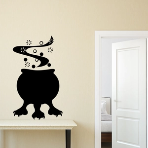 Sticker mural Halloween avec chaudron de sorcière et fumée magique pour la maison