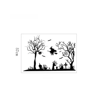 Layout detail showing Halloween spooky tree and ghost hands wall stickers size 57cm x 88cm