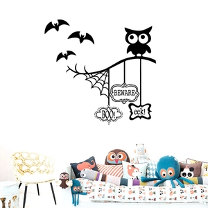 Halloween Wandsticker-Set mit Eule, Fledermäusen und Spinnennetzen für Fensterdekoration