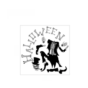 Detail view of Halloween skeleton magician wall stickers with layout size 57cm x 55cm