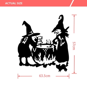 Actual size 57x63.5cm halloween wall decal showing two witches stirring a cauldron