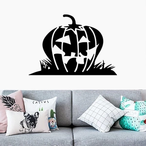 Creative black Halloween Jack-o-lantern wall sticker silhouette for living room decor
