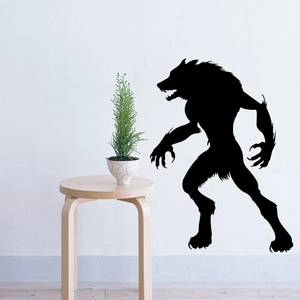 Adesivo murale silhouette lupo mannaro nero per decorazione Halloween sulla parete