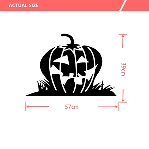 Detailed dimensions of the Halloween Jack-o'-lantern pumpkin wall sticker 57cm by 39cm