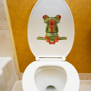 3D funny tree frog sticker in yoga pose for toilet lid and bathroom decoration