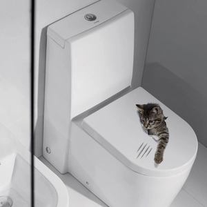 Detailed 3D cat sticker showing a tabby cat bursting through with realistic claw marks