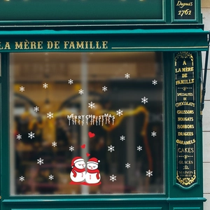 Christmas Snowman Snowflake Window Stickers PVC Red Scarf Snowman Heart Pattern Merry Christmas Glass Decals For Shop Home Holiday Decoration