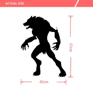 Dimensioni dettagliate dell'adesivo da parete sagoma lupo mannaro Halloween da 57x42cm